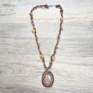 Vintage Beaded Glass Pendant Necklace